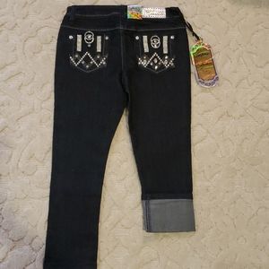 Black Blue Jean's with Rhinestone size 7